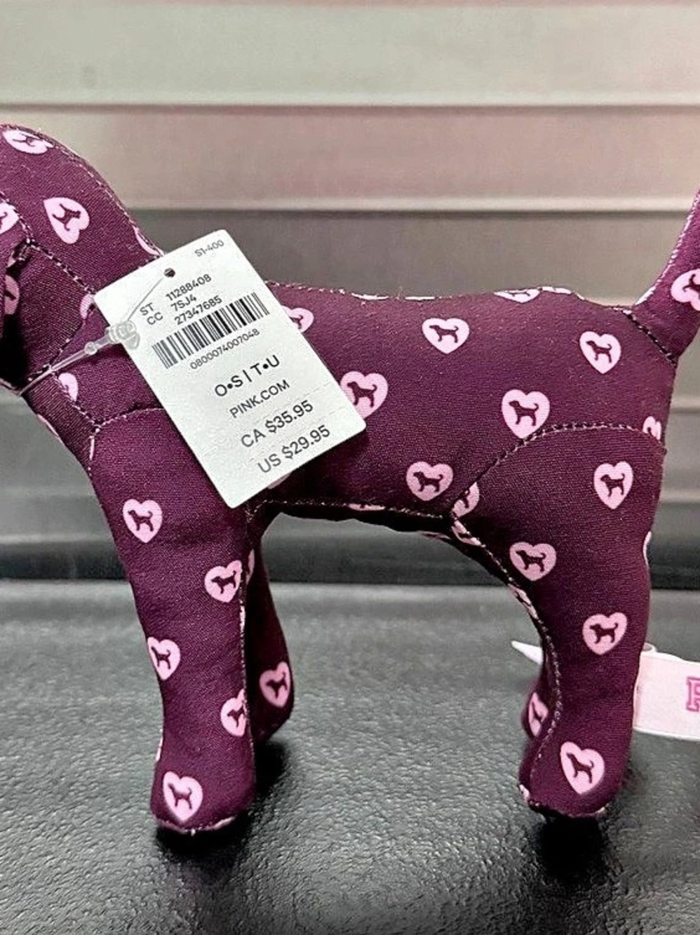 Victoria's Secret PINK Plush Dog Decor in Purple & Pink NWT